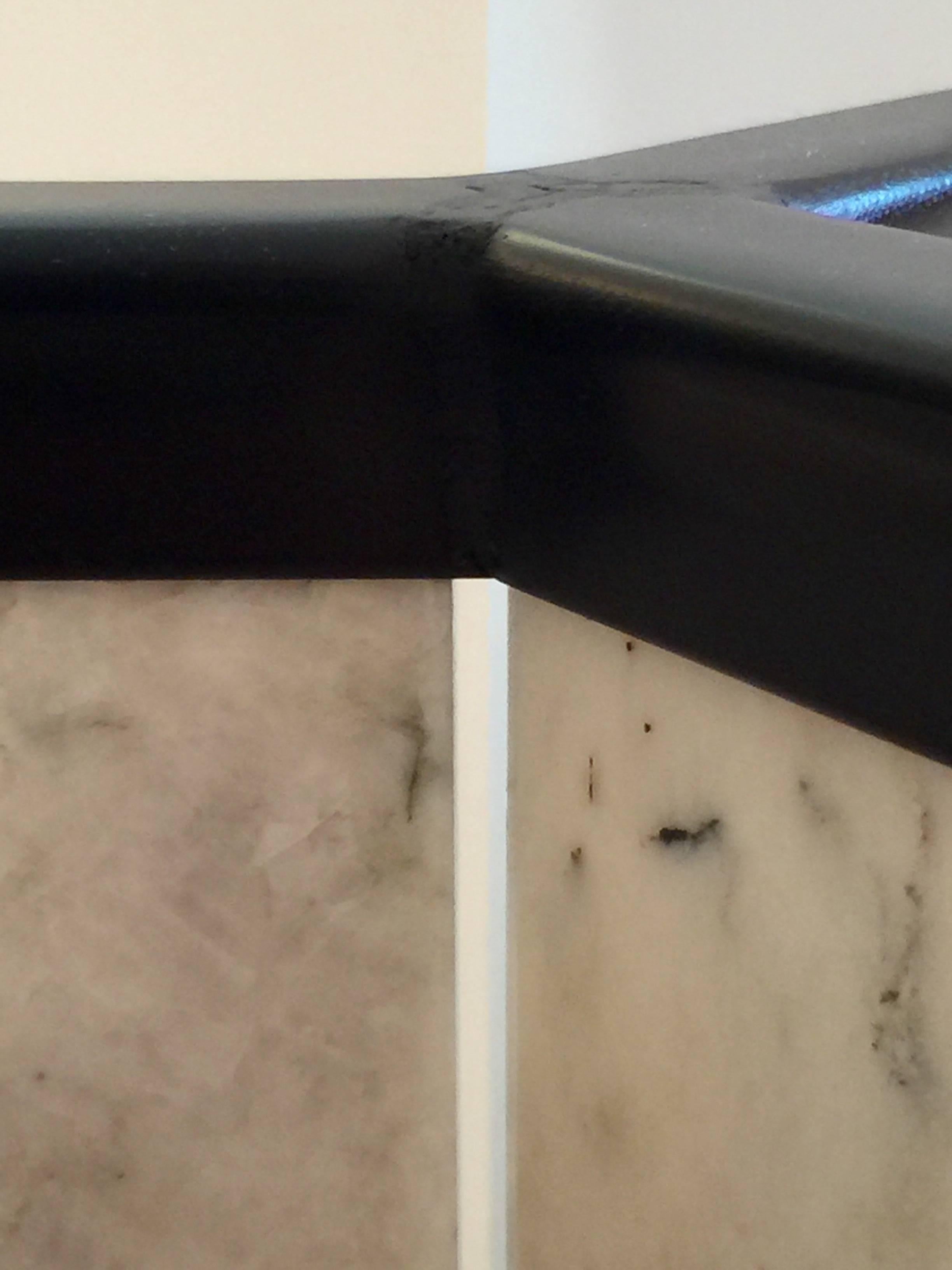 Fabulous Triangular Pace Style Marble and Rubbed Bronze Pedestal Base 2