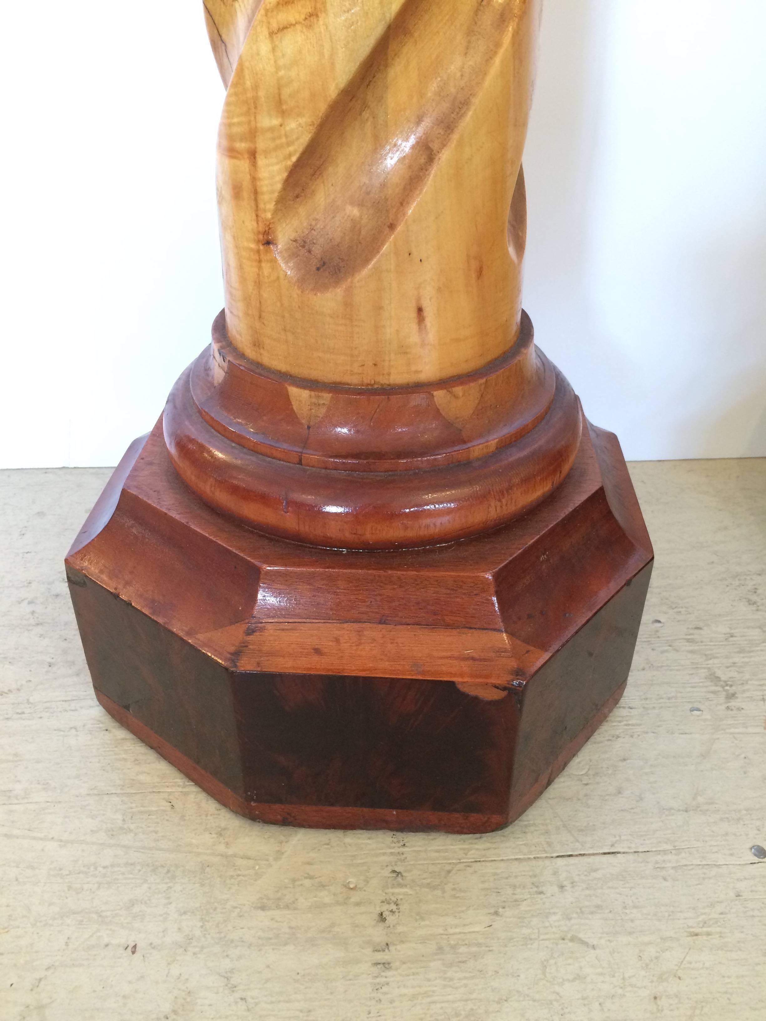 Pair of Barley Twist Carved Wood Pedestals 1