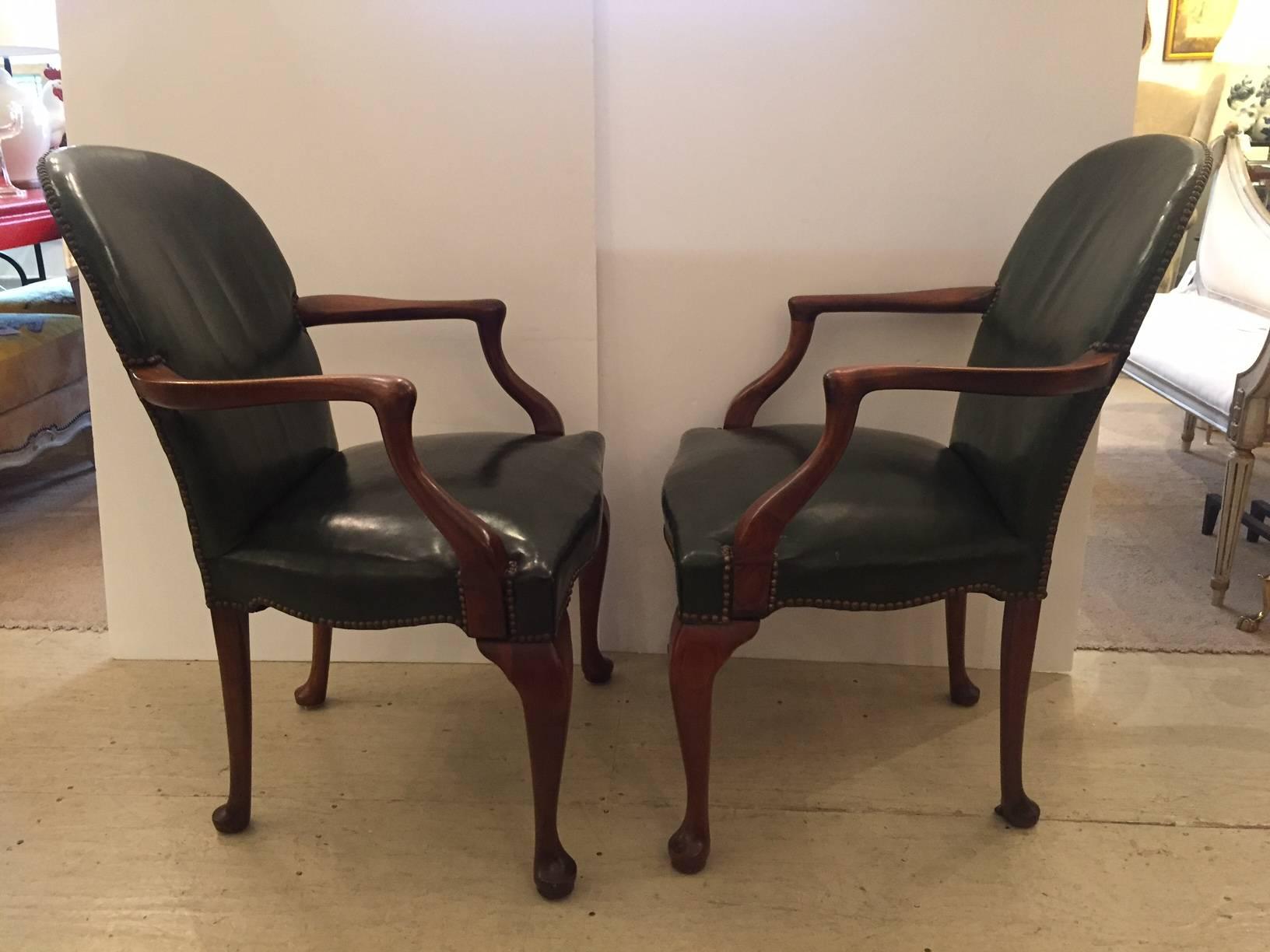 Pair of Classic George III English Leather Armchairs 3