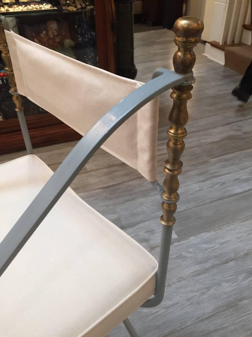 Mid-20th Century Pair of Unusual Zinc Grey Savonarola Chairs
