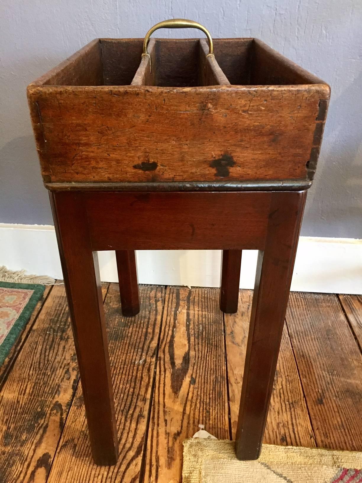 19th Century Antique Cutlery Box on Custom Stand Side Table