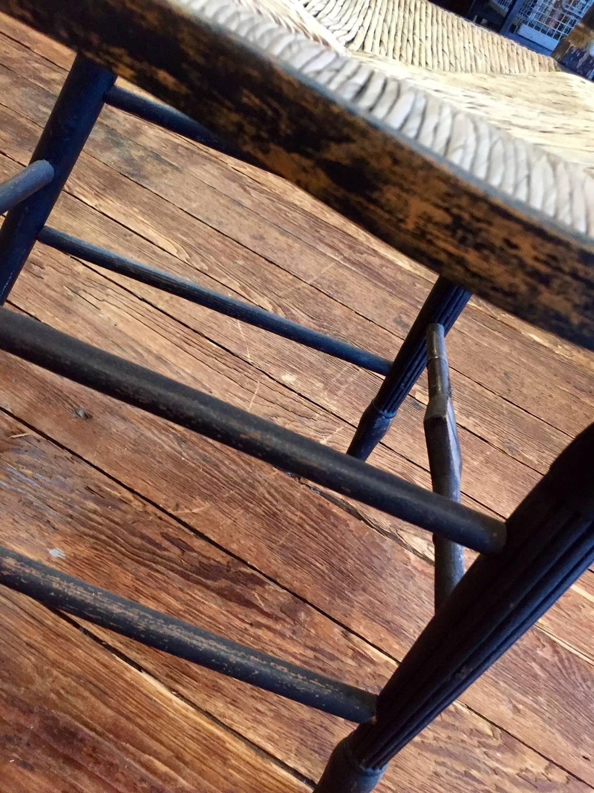 Antique English Empire Armchair with Rush Seat 3