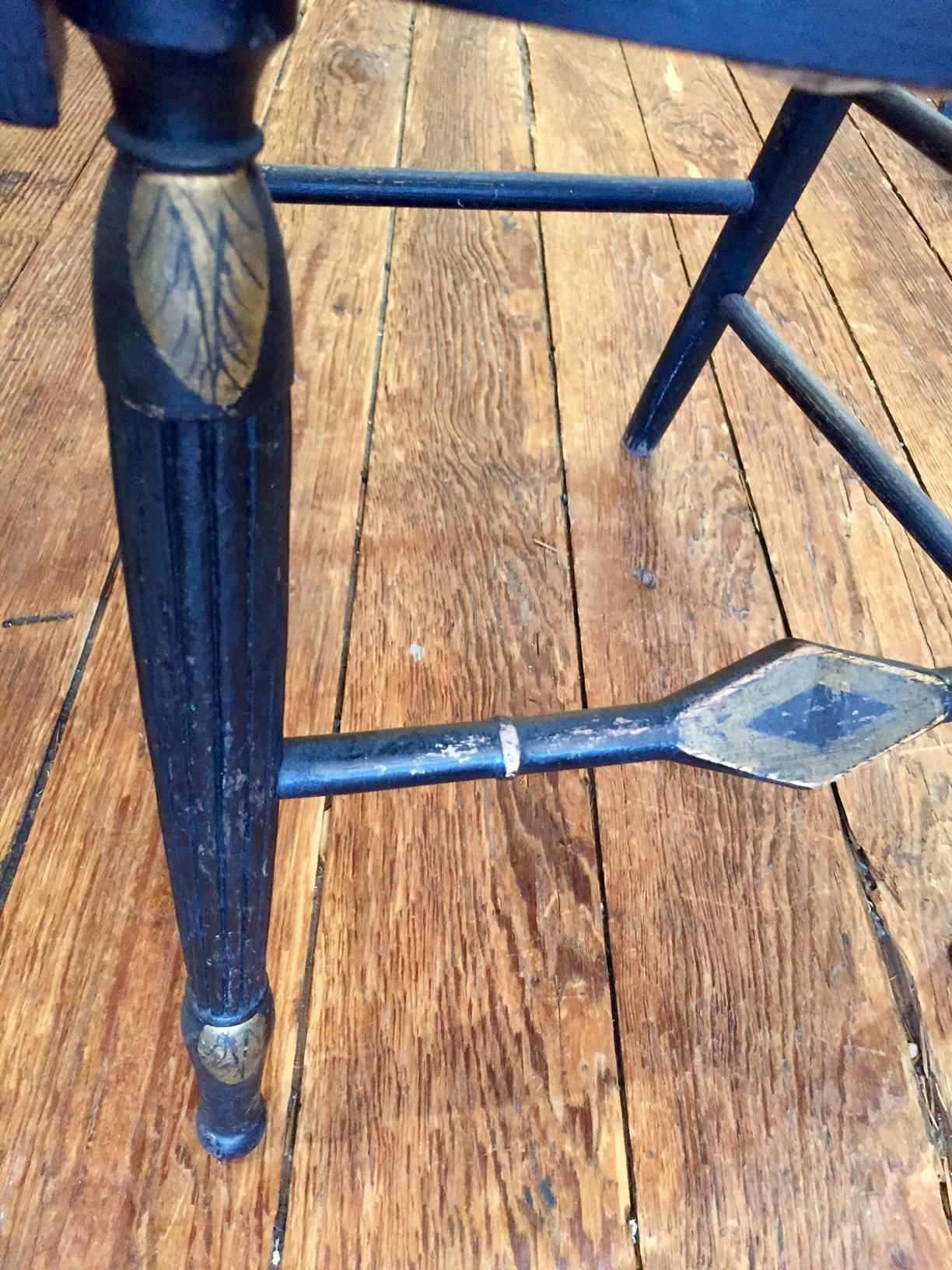Antique English Empire Armchair with Rush Seat 5