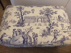Pair of Lovely Traditional Toile Pillow Top Ottomans