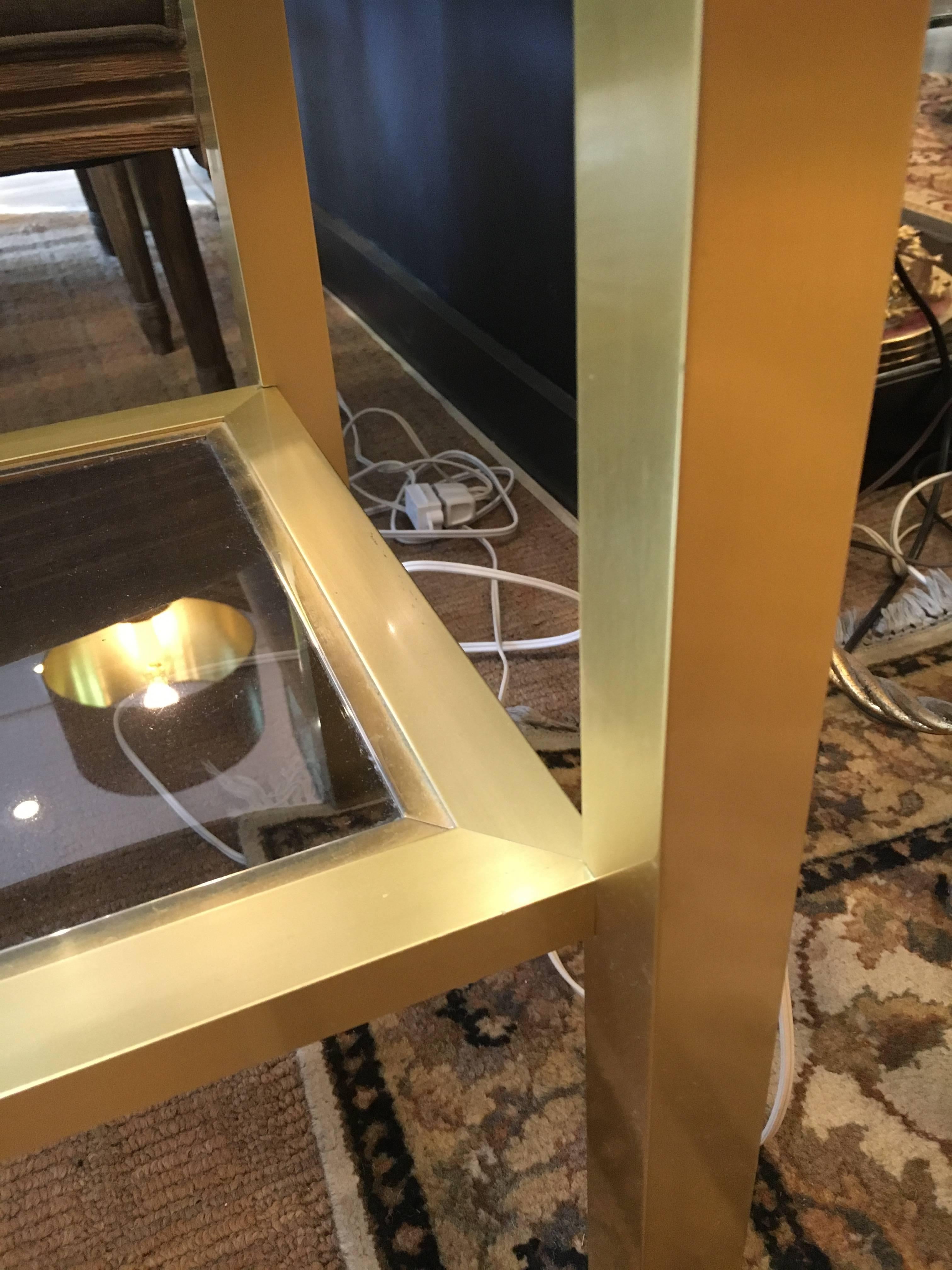 Fabulous Pair of French Brass and Glass Side Tables In Excellent Condition In Hopewell, NJ