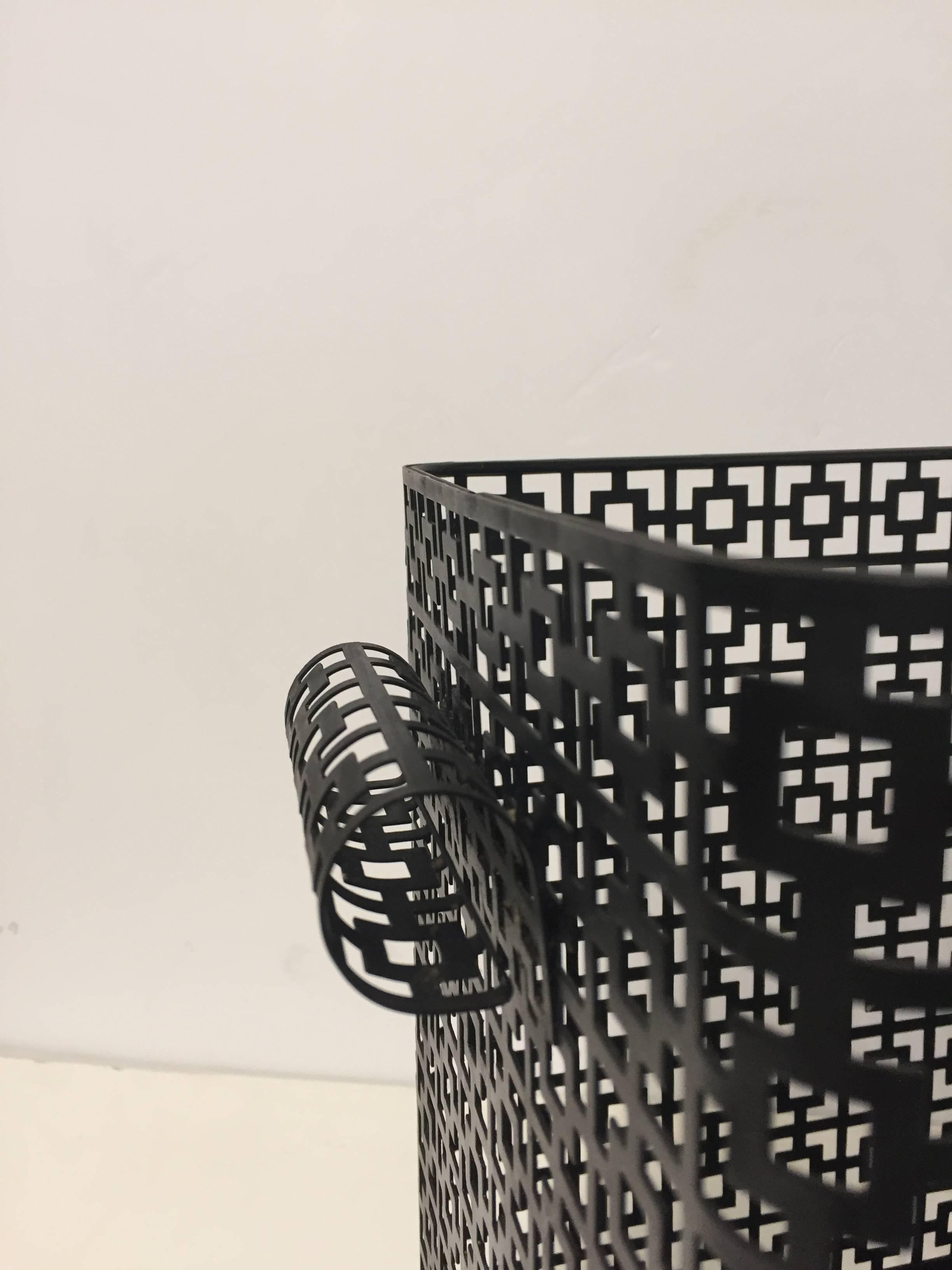 Mid-Century Modern Striking Galvanized Steel Wastepaper Basket