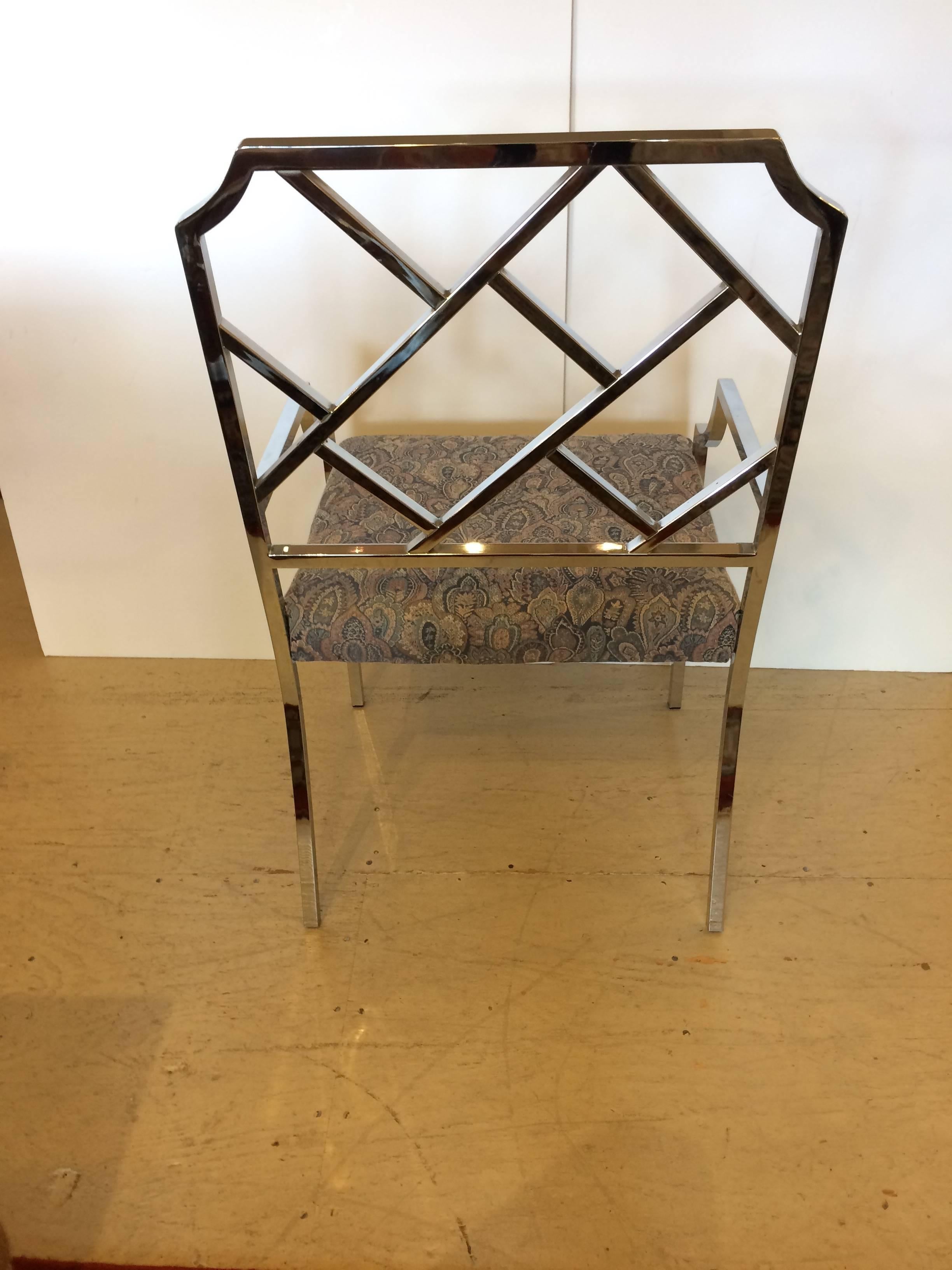 Mid-Century Modern Sensational Set of Six DIA Chrome Chippendale Style Modern Dining Chairs