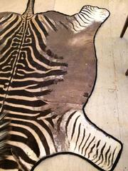 Large Well Marked Burchell Zebra Hide on Felt Rug