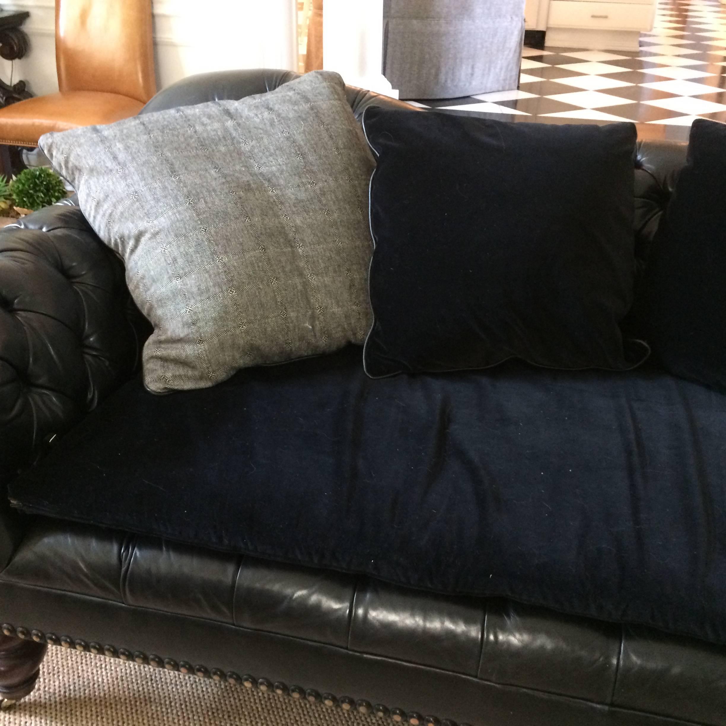 Ultra Sumptuous Ralph Lauren Tufted Black Leather Sofa 2