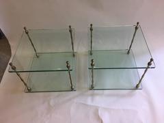 Chic Pair of Brass and Glass Martini Tables