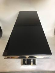 Sexy Moderne Chrome and Black Glass Console
