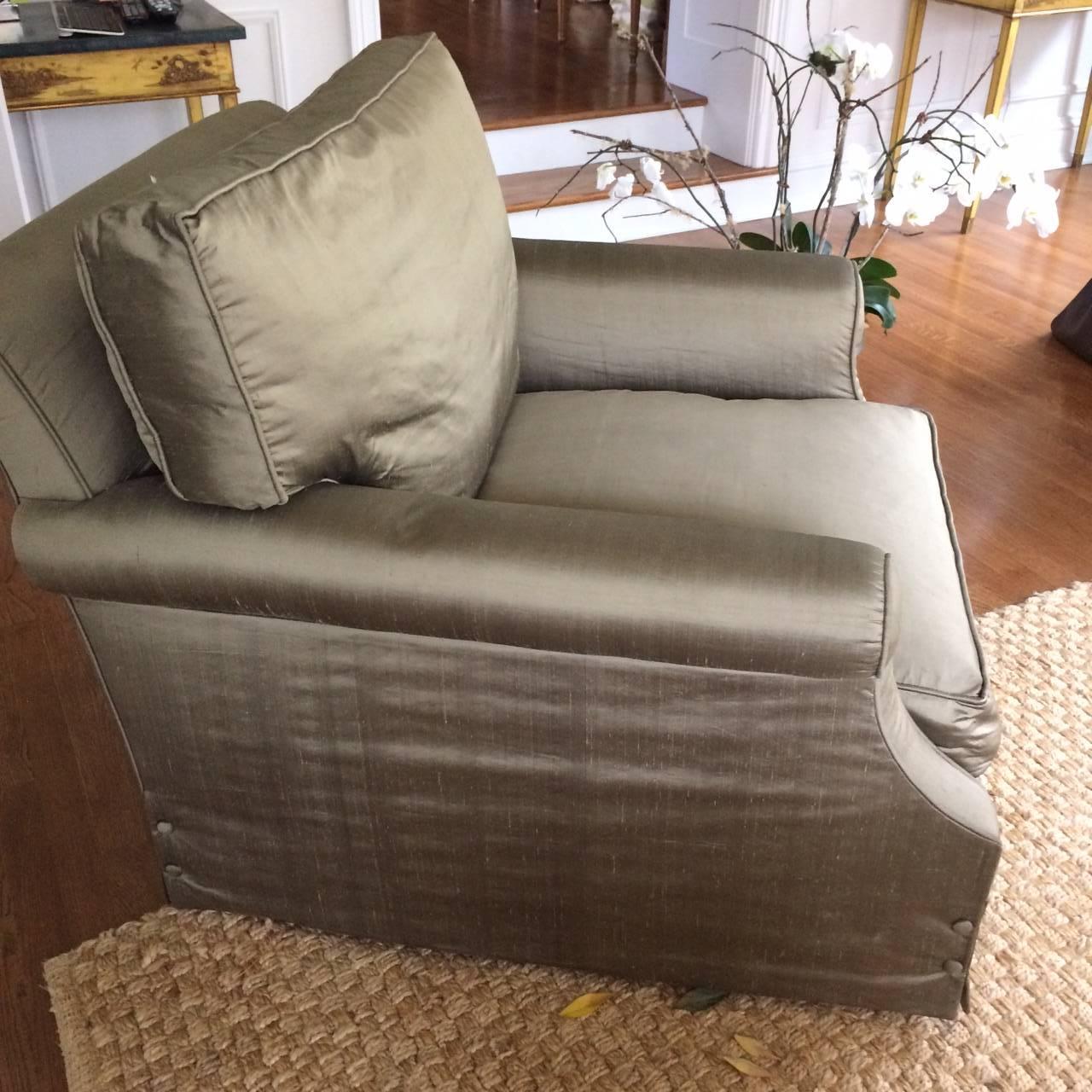 Fabulous Pair of Large Down Club Chairs by Kreiss In Good Condition In Hopewell, NJ