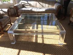 Massive Square Mid-Century Modern Lucite Coffee Table