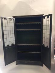 Handsome Dark Green and Gold Painted Cabinet