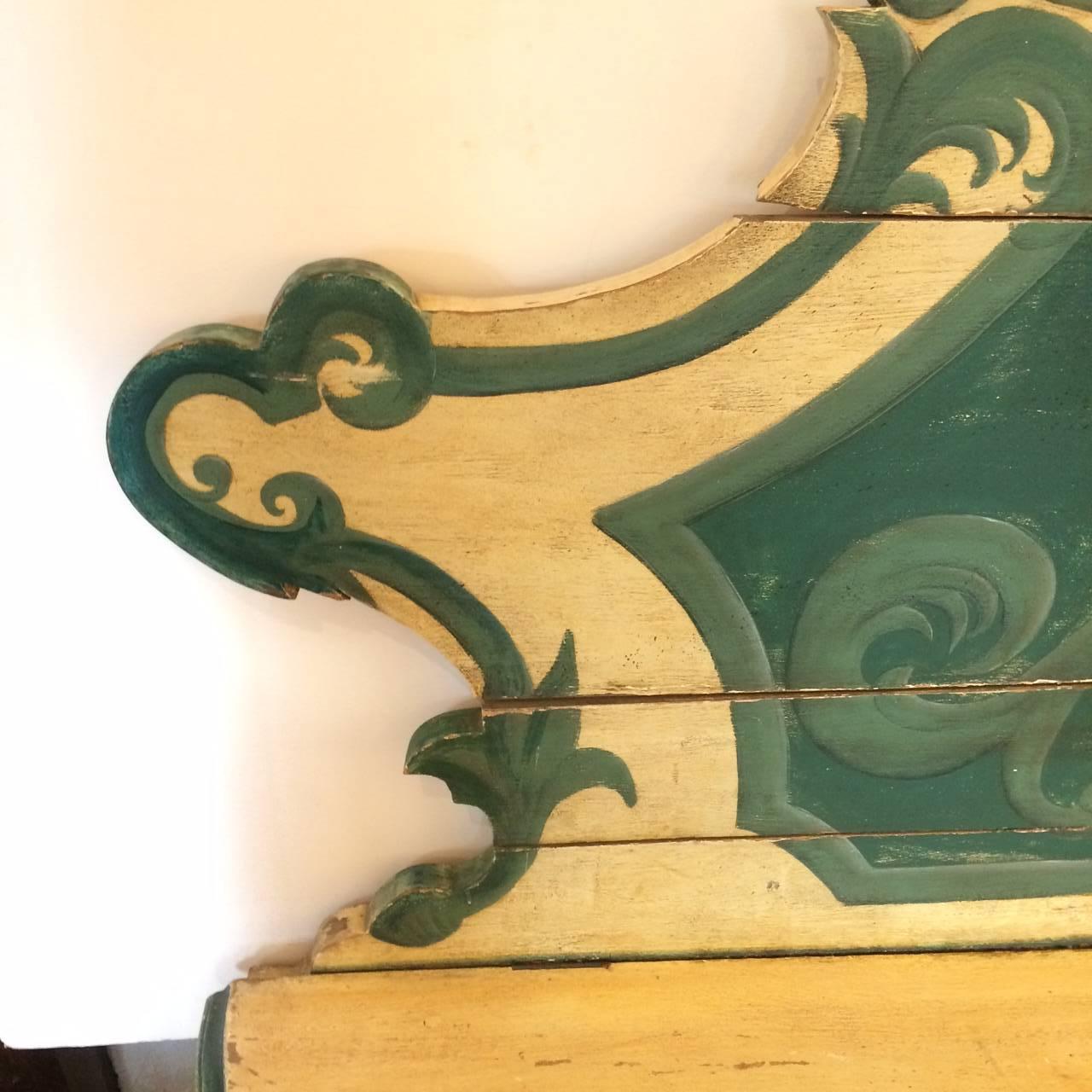 Mid-20th Century Whimsical Distressed Swedish Style Painted Bench