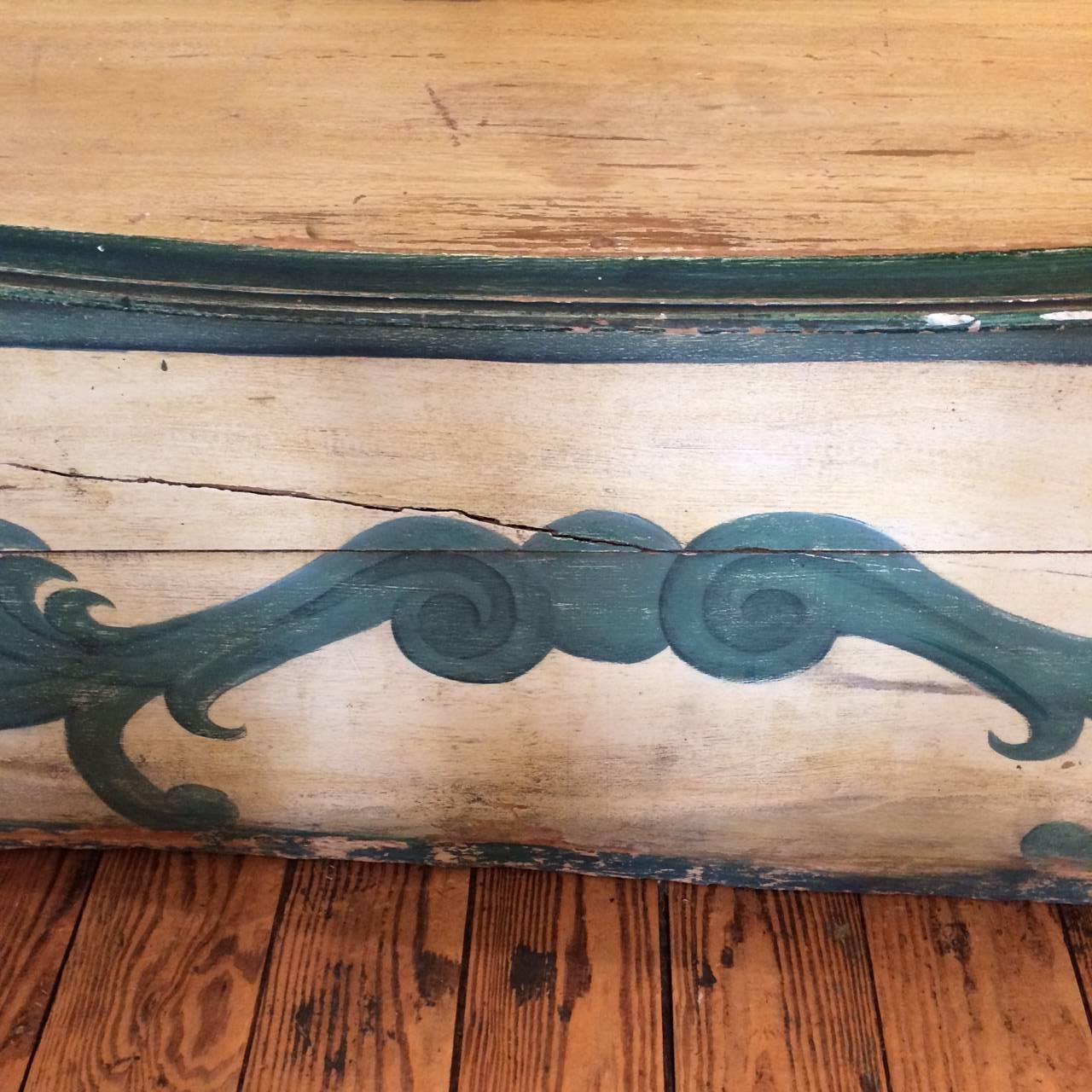Whimsical Distressed Swedish Style Painted Bench 1