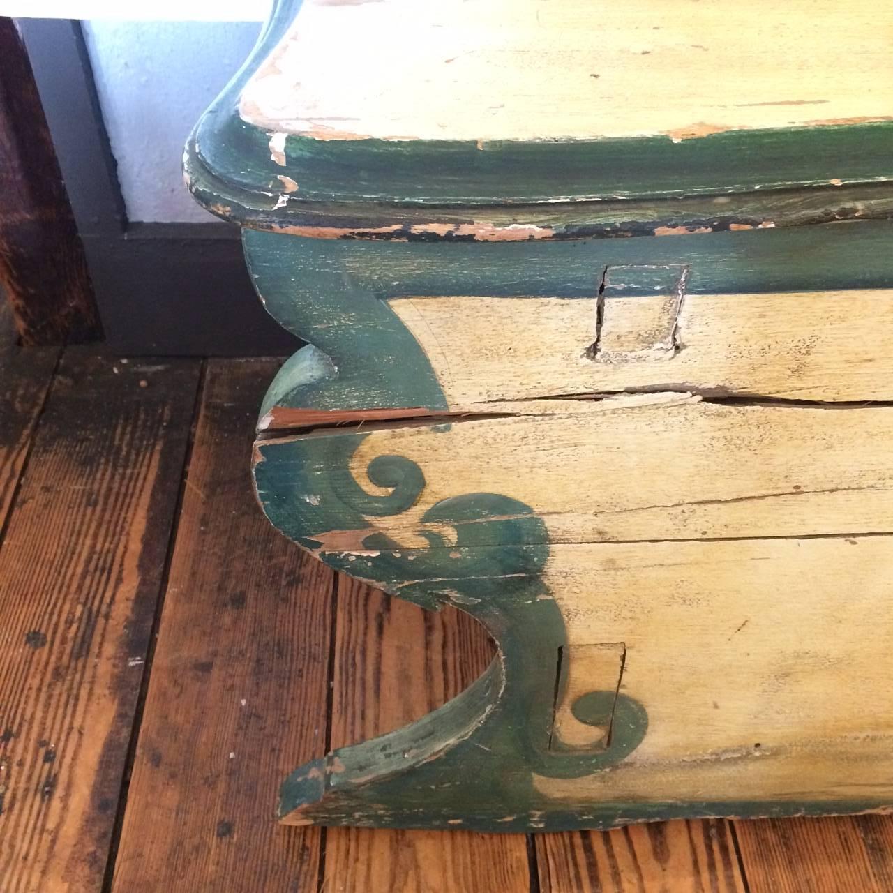 Whimsical Distressed Swedish Style Painted Bench 2
