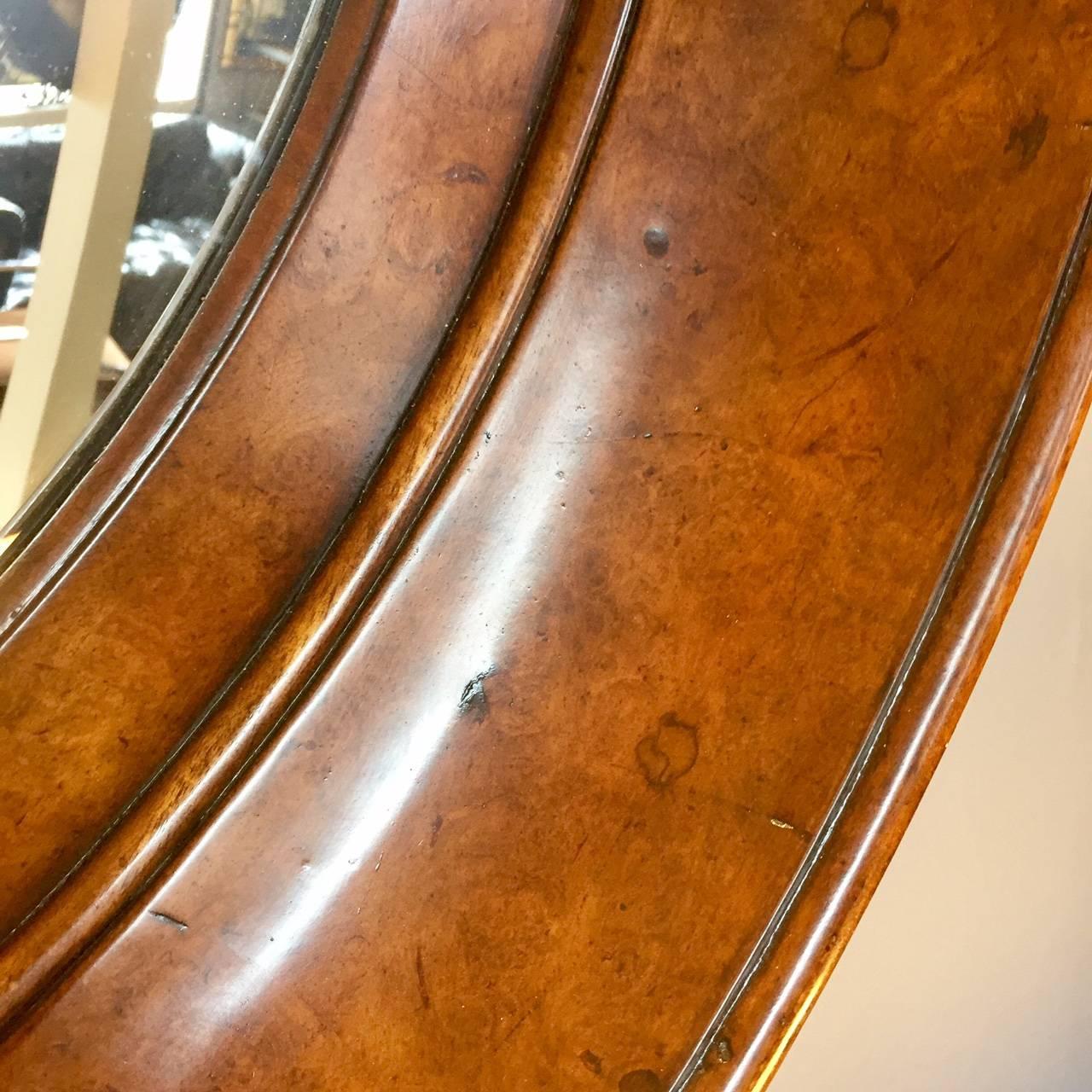 round mirror wood frame
