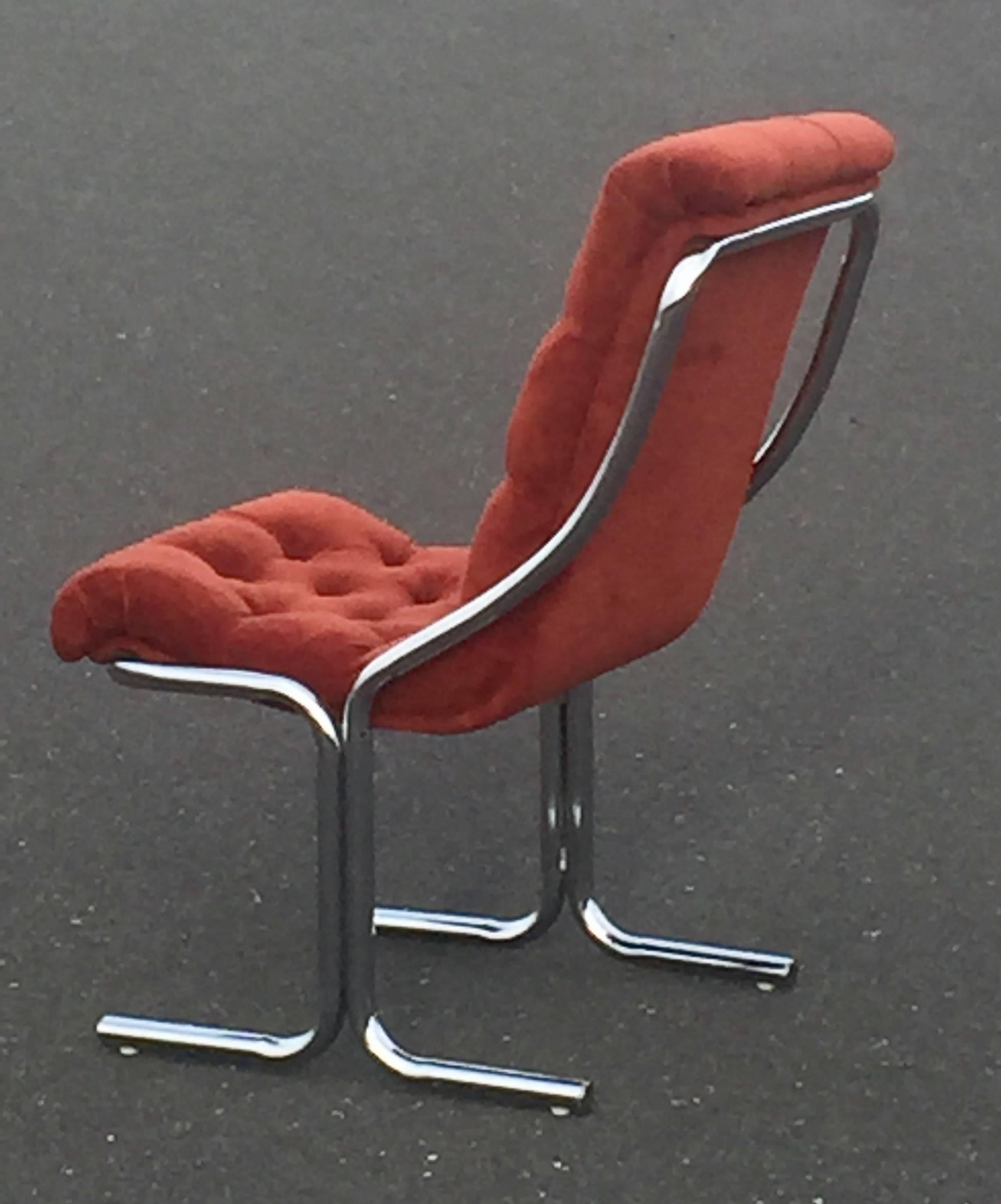 Suede Super Cool Set of Six Daystrom Mid-Century Modern Chrome and Velour Chairs