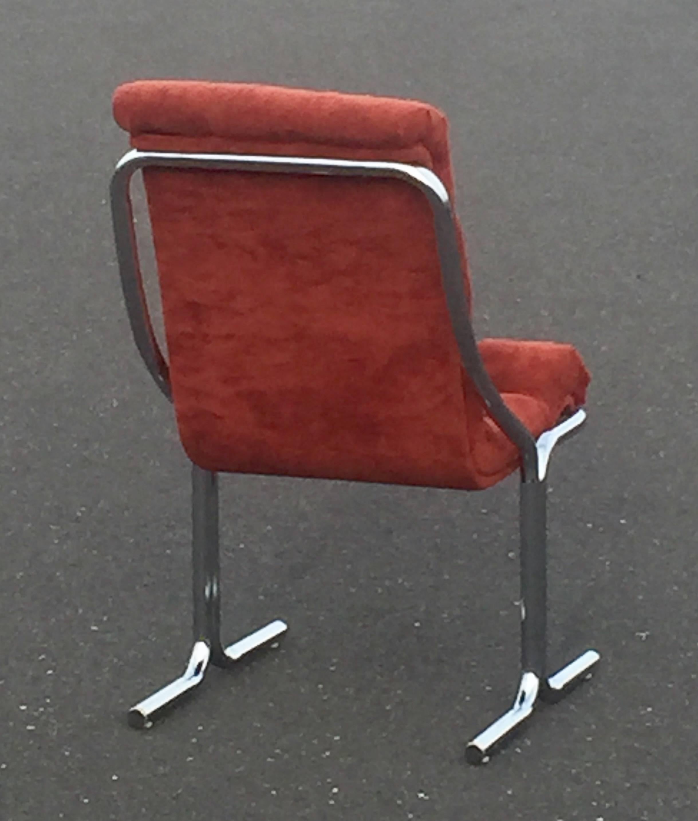 Super Cool Set of Six Daystrom Mid-Century Modern Chrome and Velour Chairs 1