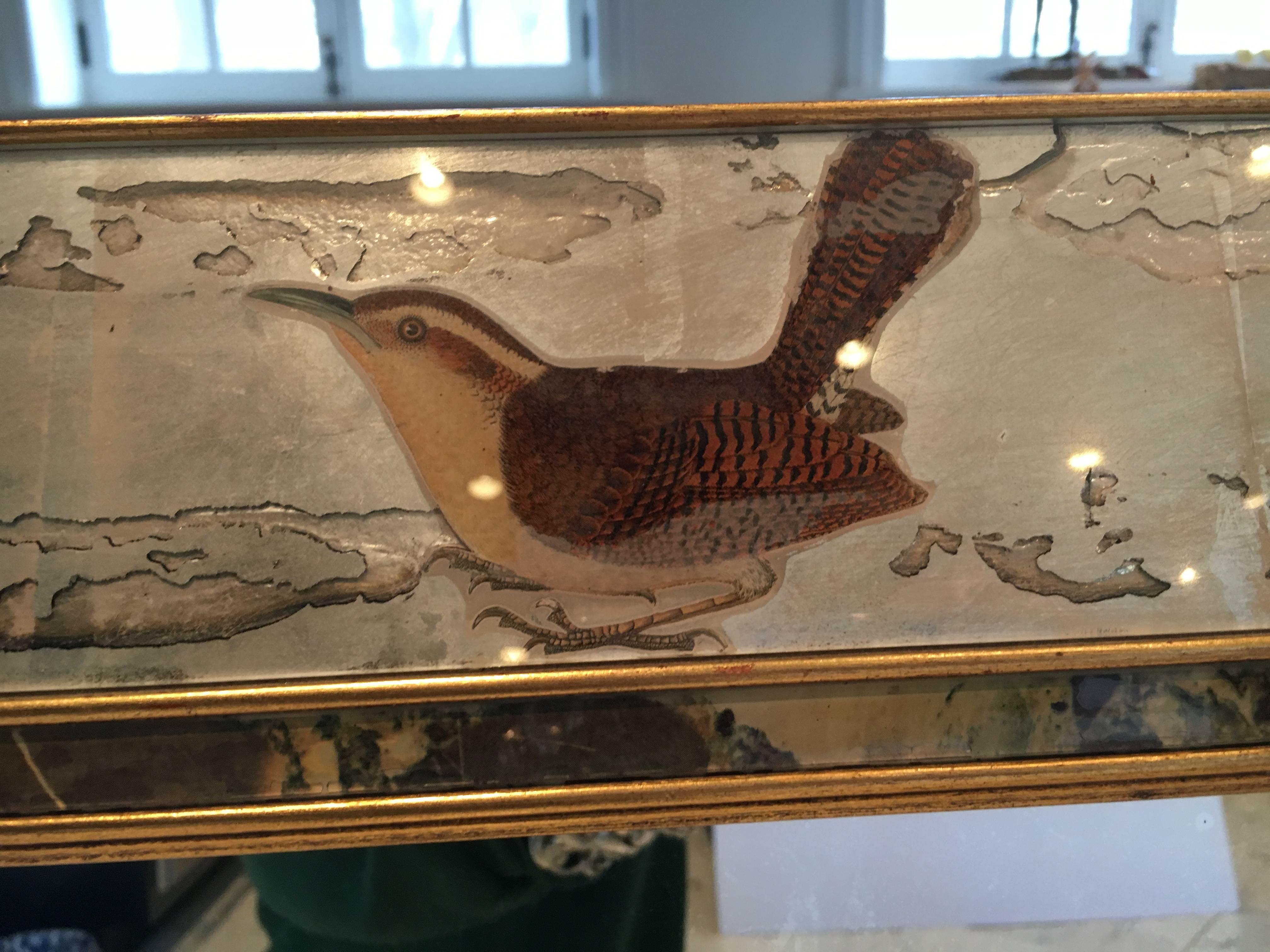 Lovely Vintage Rectangular Decoupage Mirror with Bird Motiffe 1