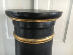 Stately Pair of Antique Ebony and Gilded Pedestals