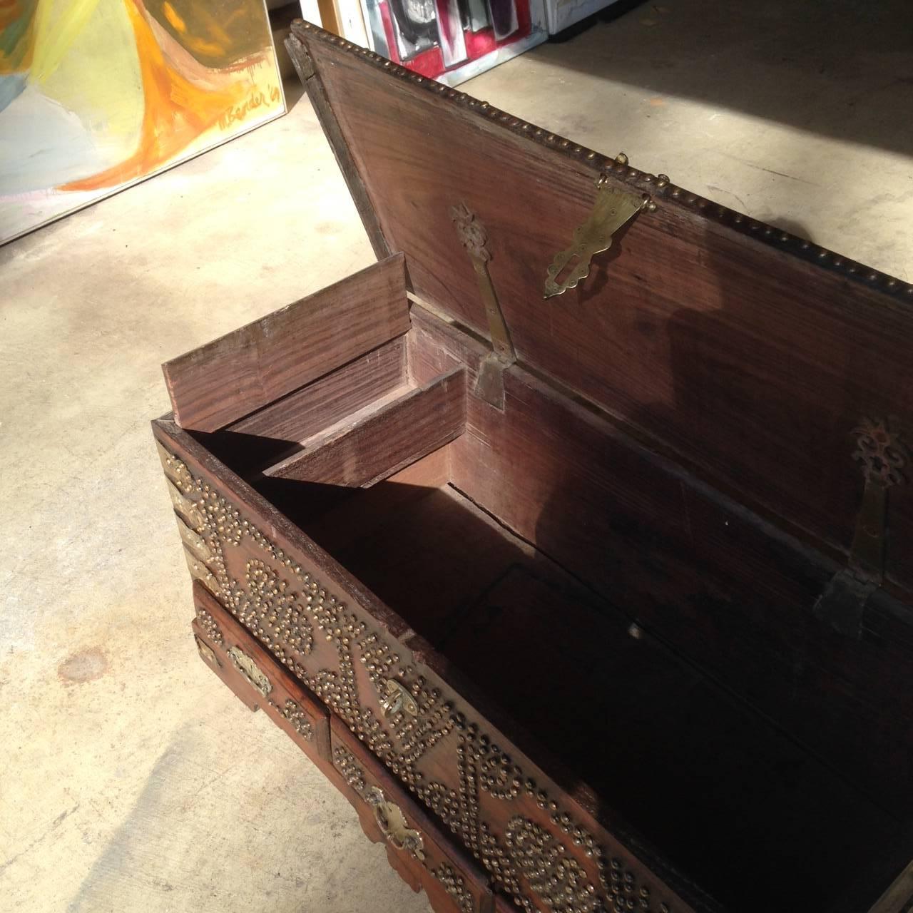 Enchanting Antique Anglo-Indian Dowry Chest In Excellent Condition In Hopewell, NJ