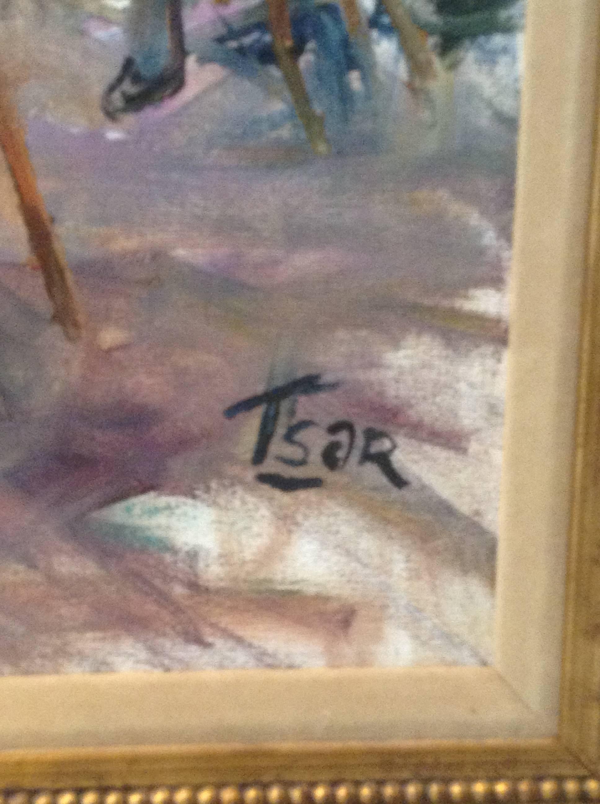 Magical Impressionist Painting of La Goulue Restaurant by Tsar In Excellent Condition In Hopewell, NJ