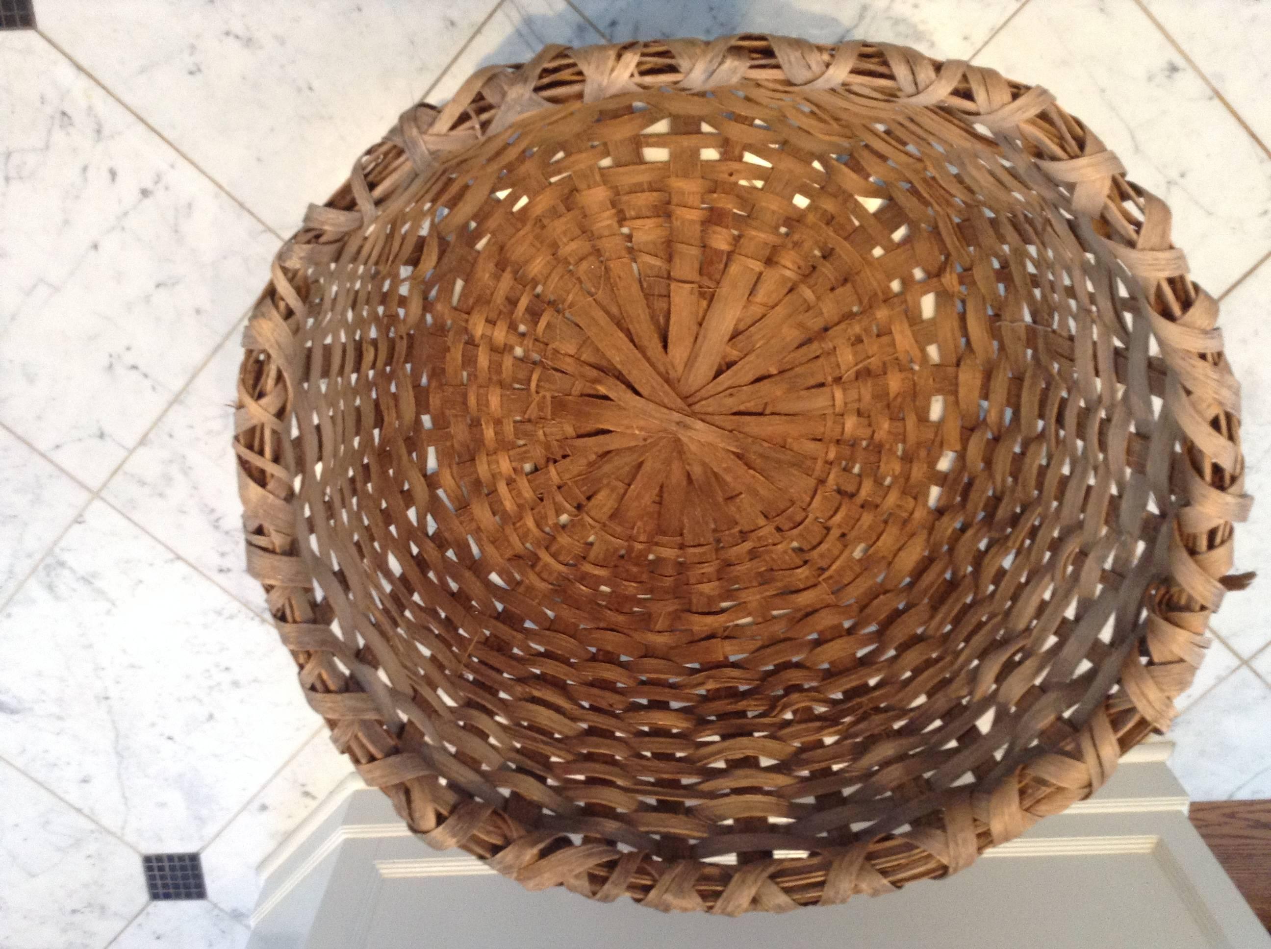 American Humungous Striking Antique Woven Splint Basket