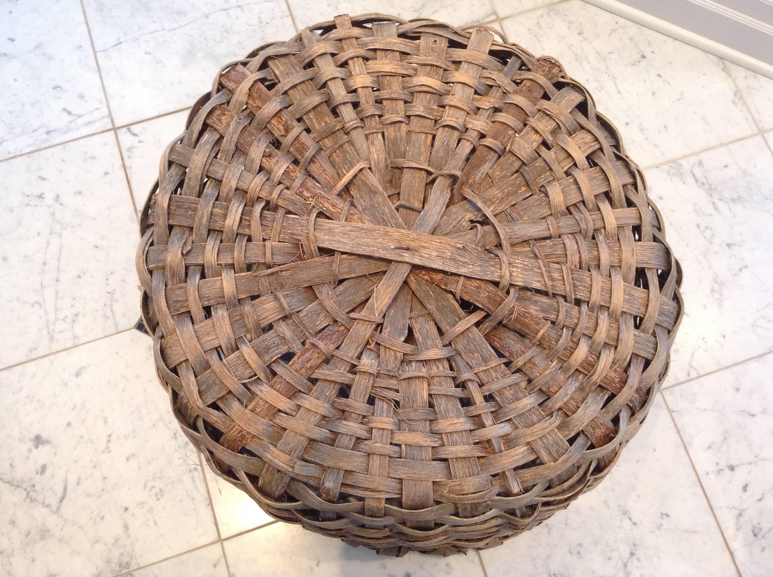 Early 20th Century Humungous Striking Antique Woven Splint Basket