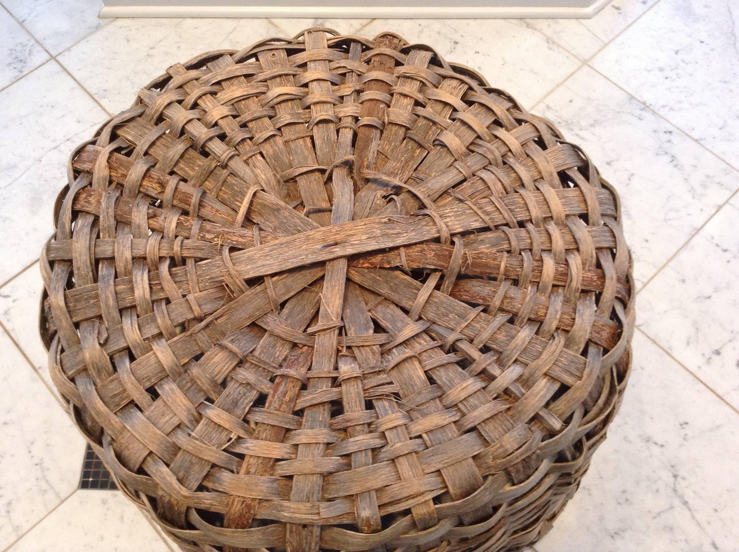 Humungous Striking Antique Woven Splint Basket 1