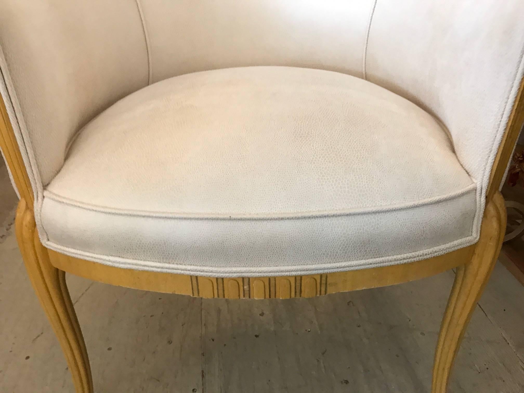 American Elegant Art Deco Chair in Updated Faux Snakeskin