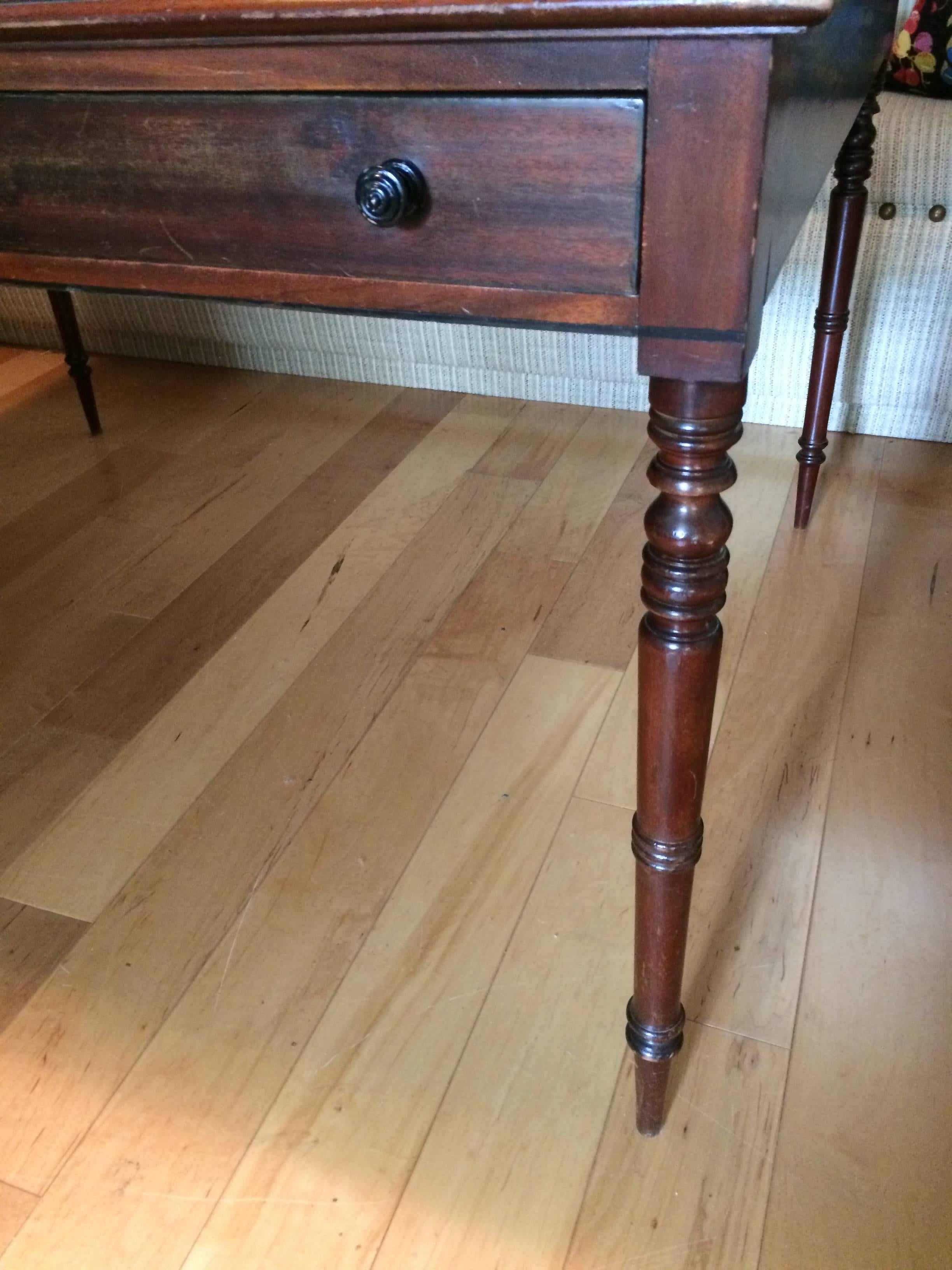 Elegant Mahogany and Tooled Leather Partner's Desk 1