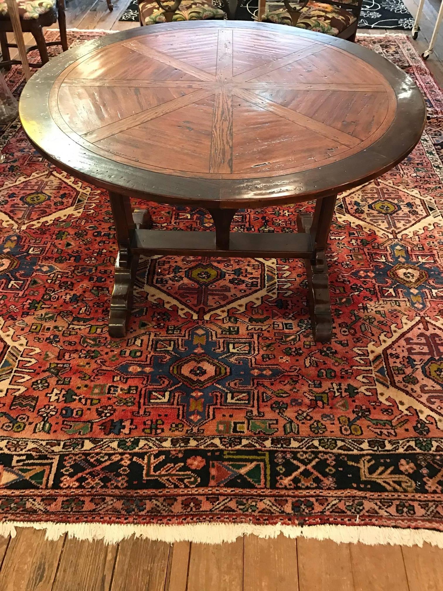 Handsome Mixed Wood Tilt-Top Round Dining Table 4