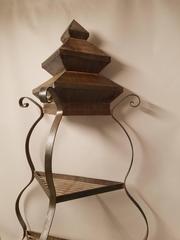 Handmade Iron and Steel Pagoda Top Garden Etagere or Plant Stand
