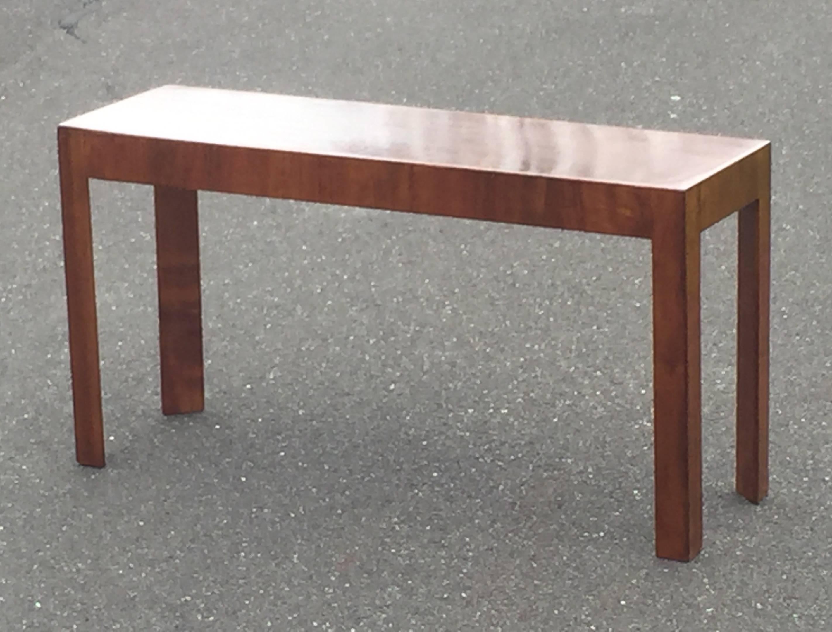 Sleek Mid-Century Modern Italian Walnut Console Table In Distressed Condition In Hopewell, NJ