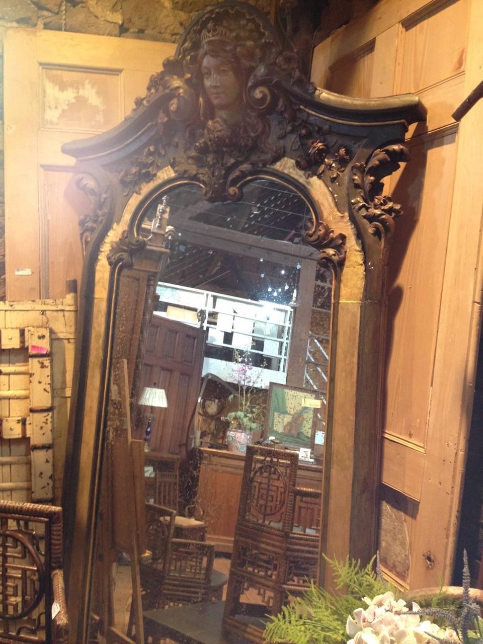 Monumental Ornately Carved Italian Mirror In Excellent Condition In Hopewell, NJ