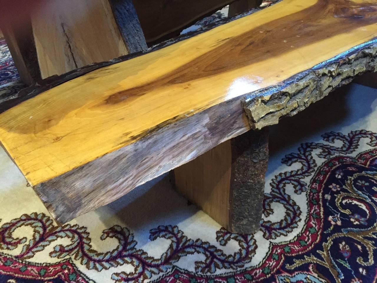 Handmade Live Edge Dining Table and Matching Benches In Excellent Condition In Hopewell, NJ