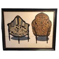 Very Large Original Painting of Two Antique Chairs