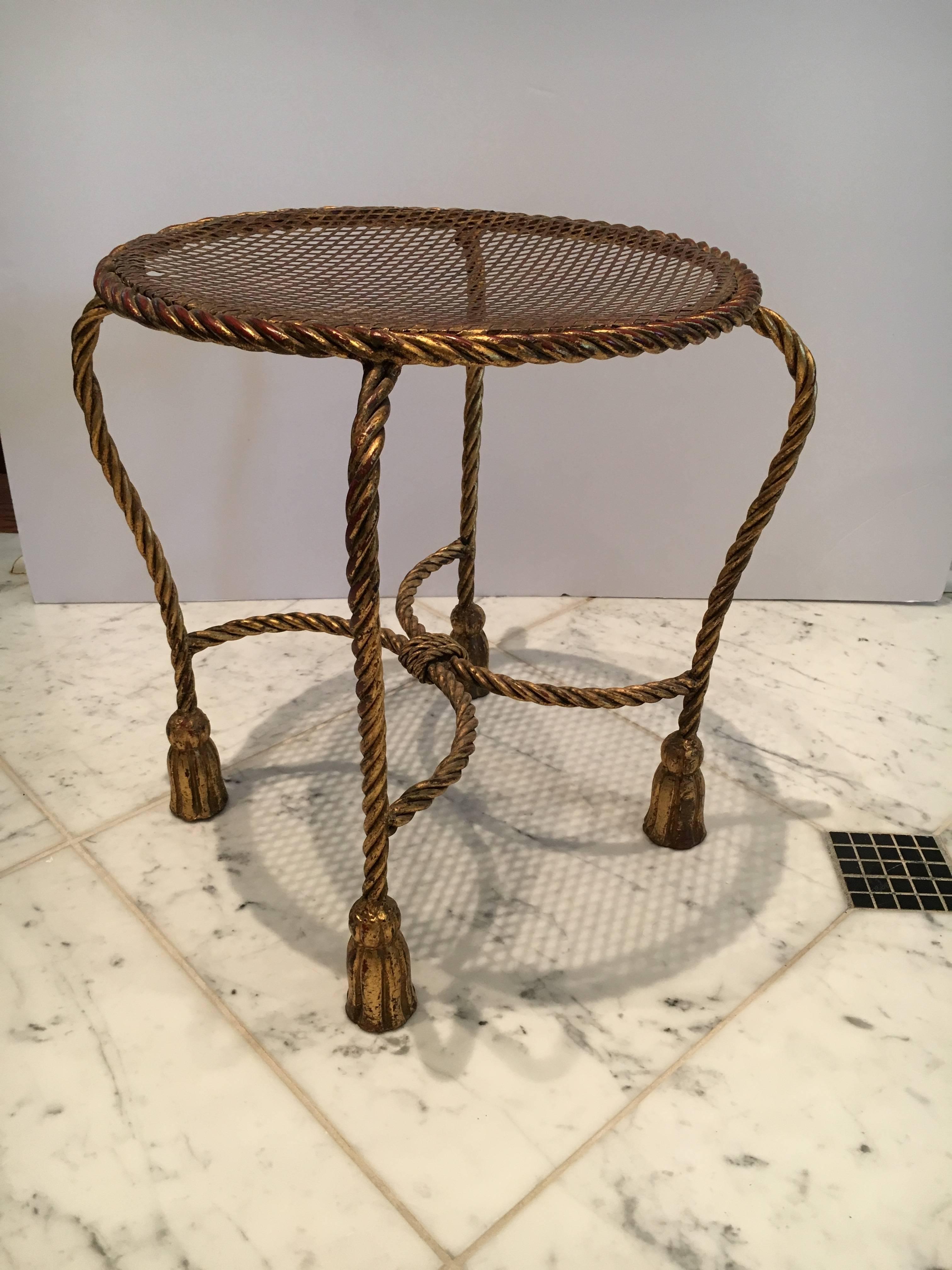 Sexy Italian Gilt Metal Side Table or Stool In Excellent Condition In Hopewell, NJ
