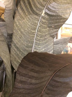 Dramatic 7 Foot Tall Galvanized Metal Banana Tree Sculpture