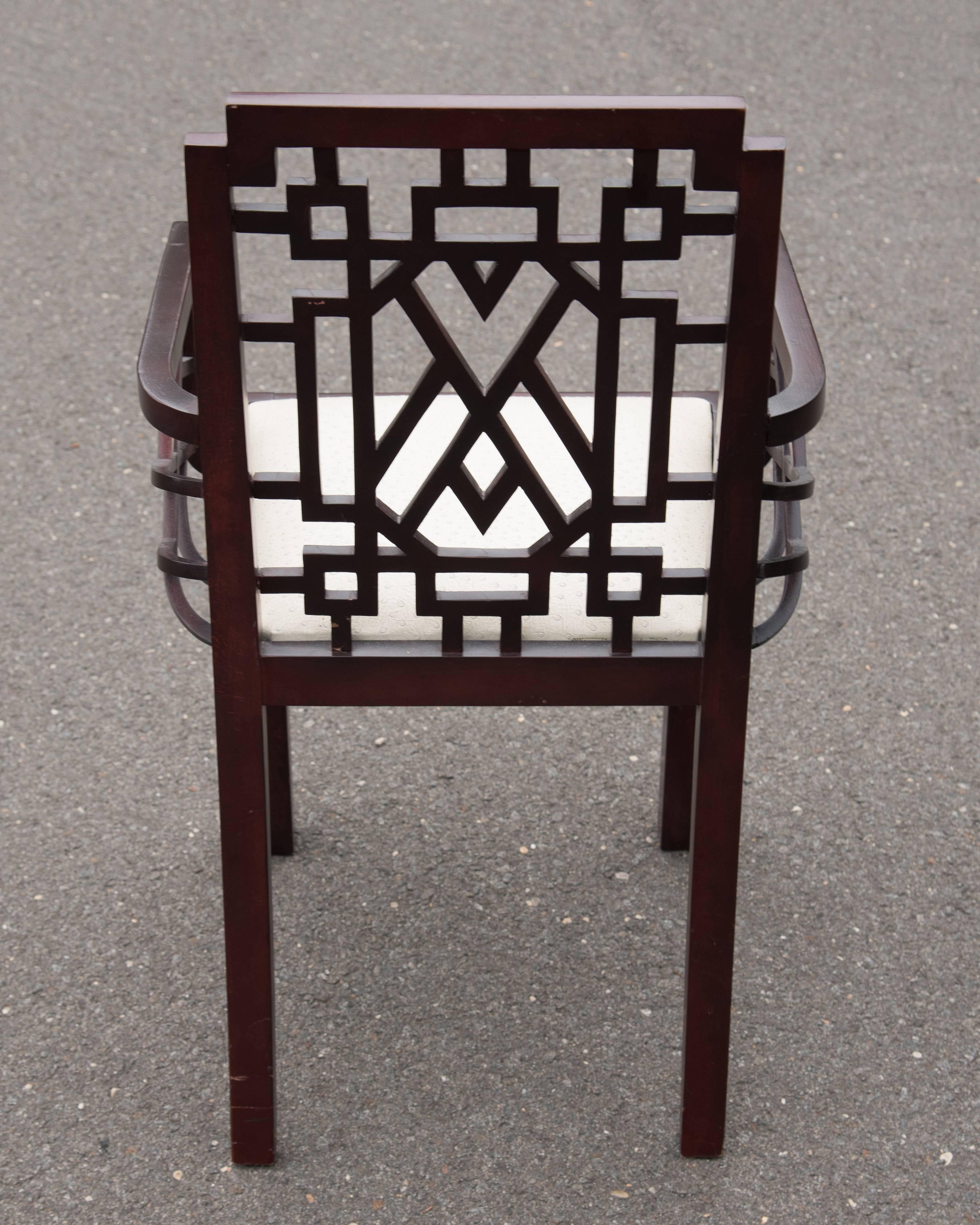 Set of Six Gorgeous Chinese Chippendale Style Fretwork Dining Chairs 2