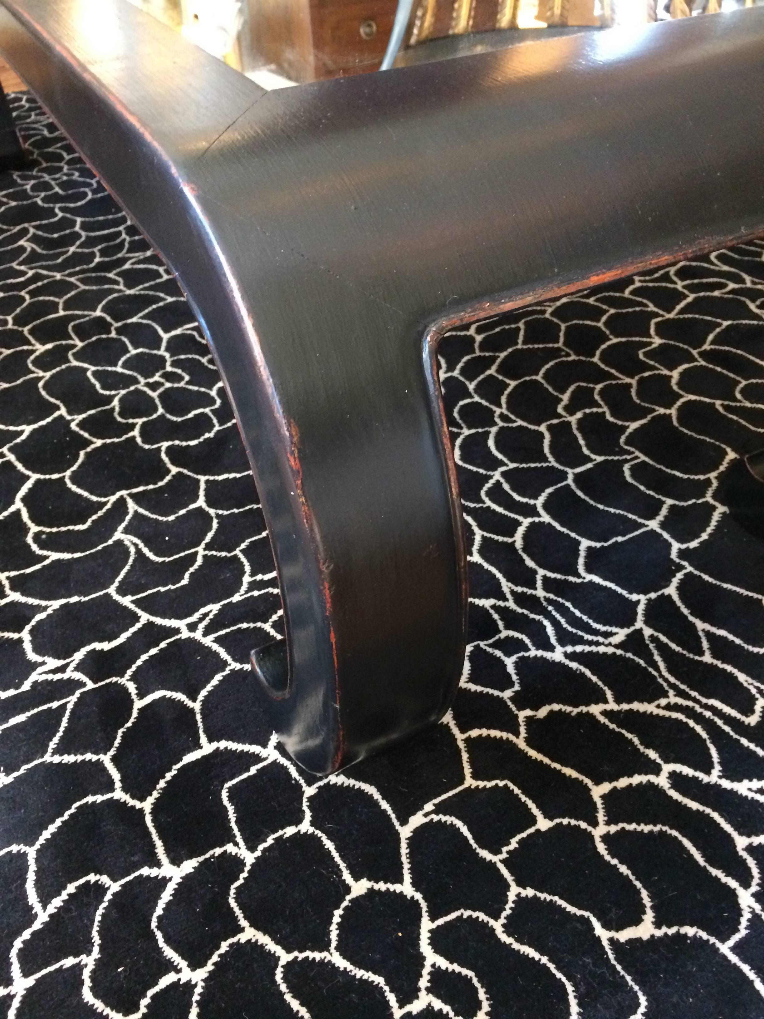 American Sleek Ebonized Wood and Mirrored Coffee Table