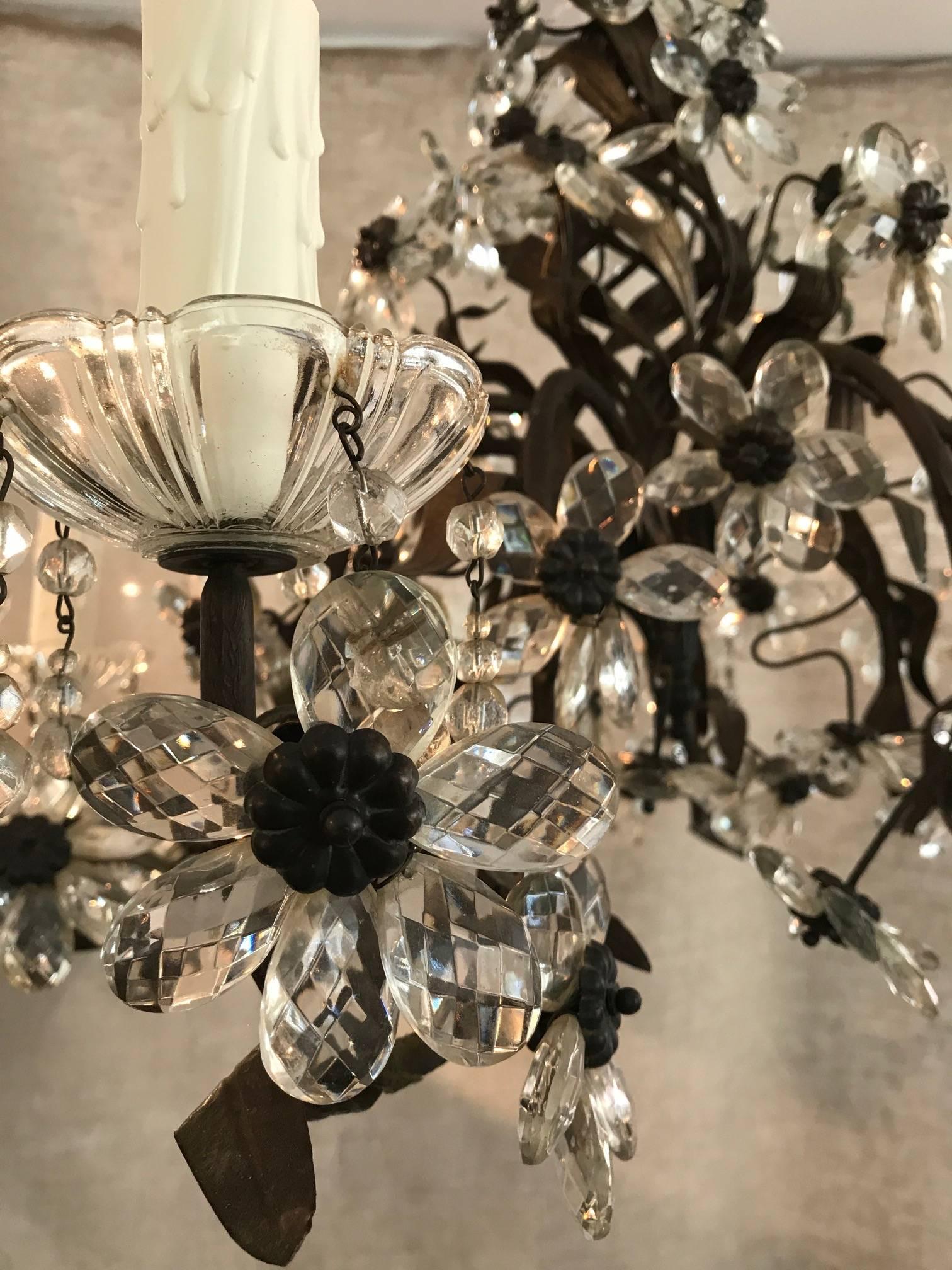 Spectacular Crystal French Floral Motif Chandelier In Excellent Condition In Hopewell, NJ