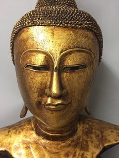 Impressively Large Gilded Thai Buddha Bust