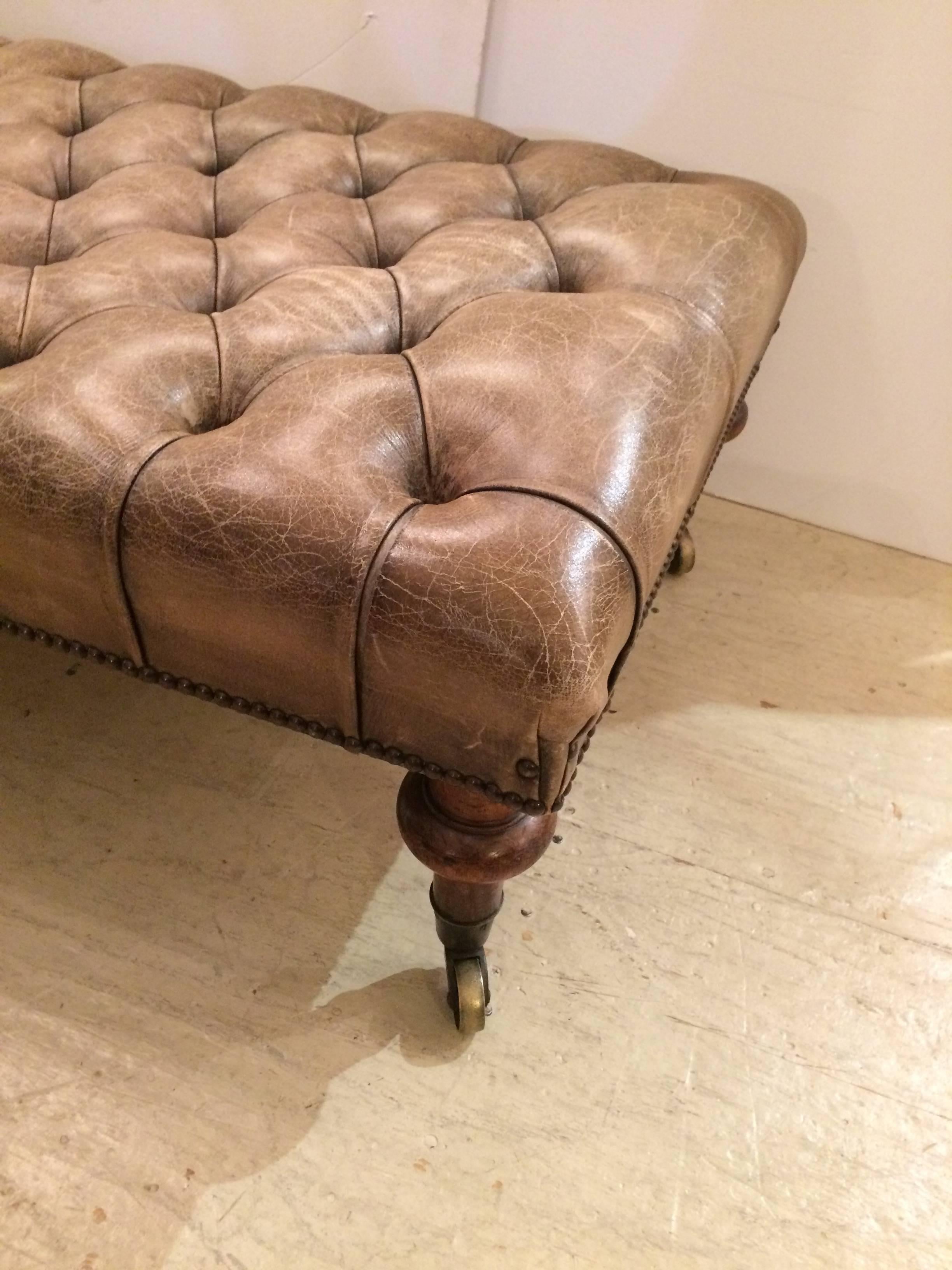 chesterfield leather ottoman