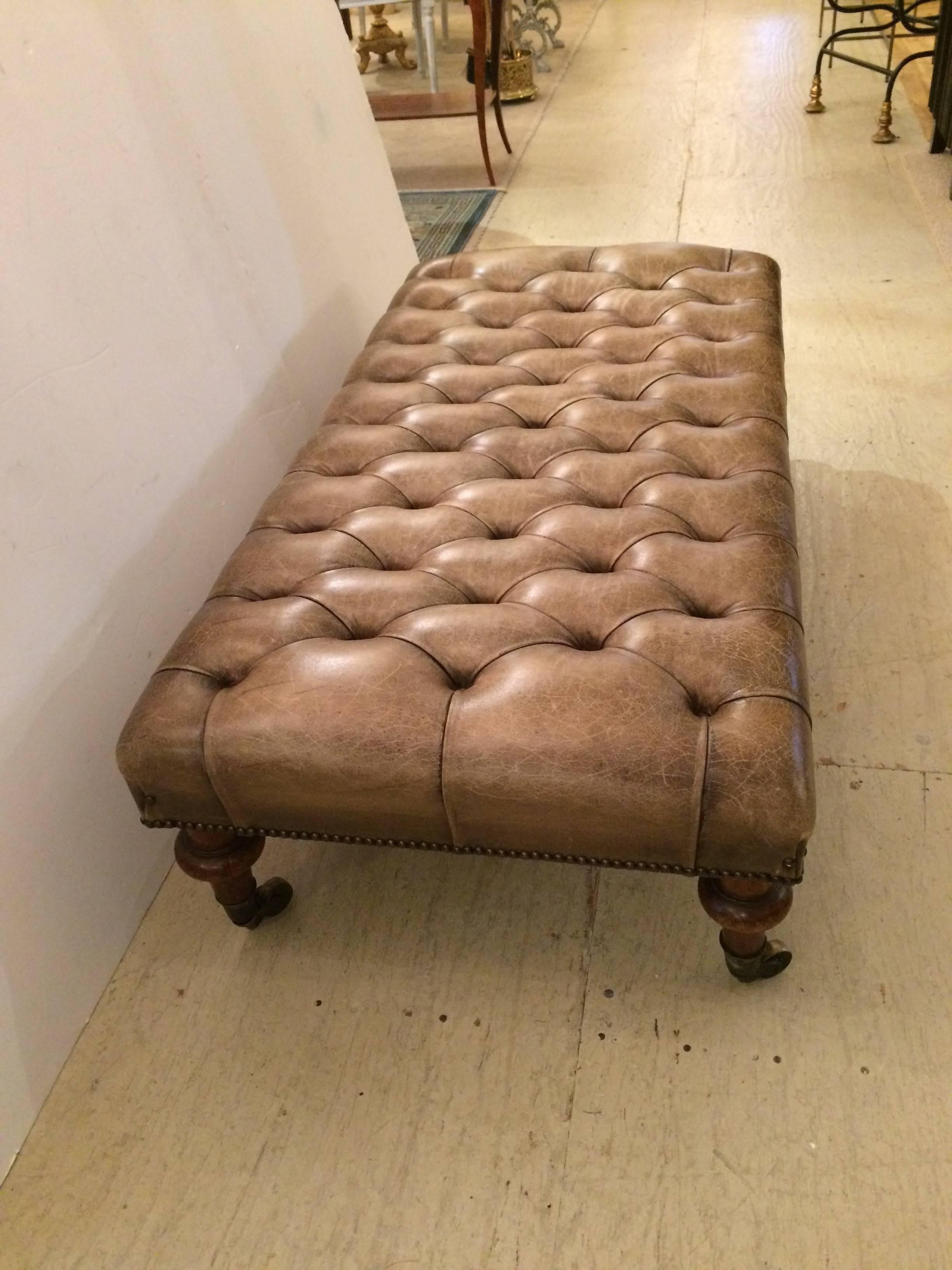 leather tufted ottoman