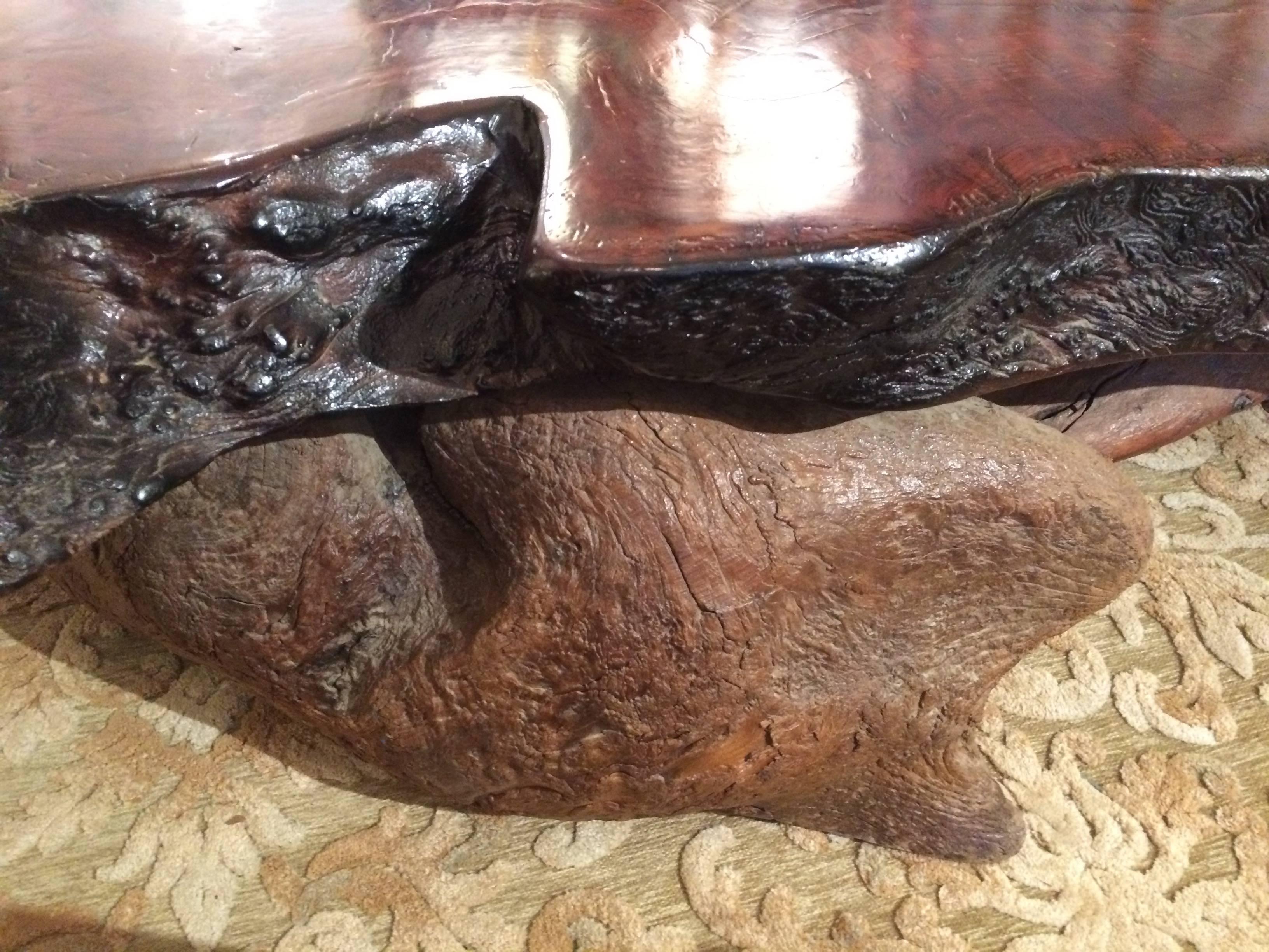Very Dramatic Organic Nakashima Style Large Root Wood Coffee Table In Excellent Condition In Hopewell, NJ