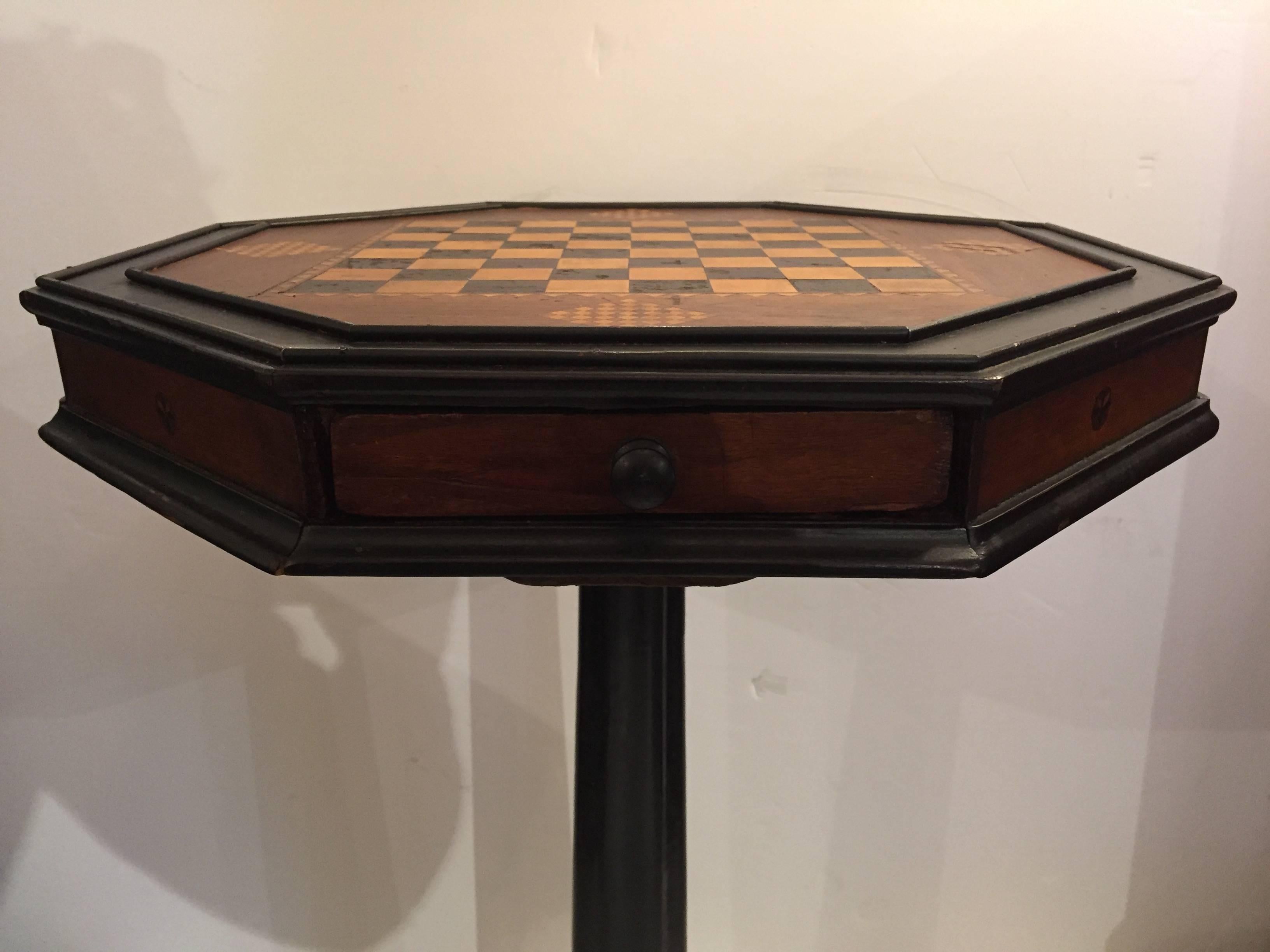 Mid-20th Century Handsome Octagonal Checkerboard Side Table