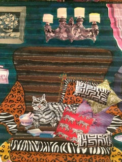 Fantastico collage di pittura su lavagna a tecnica mista